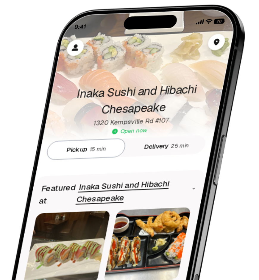 Inaka Sushi and Hibachi Chesapeake app preview